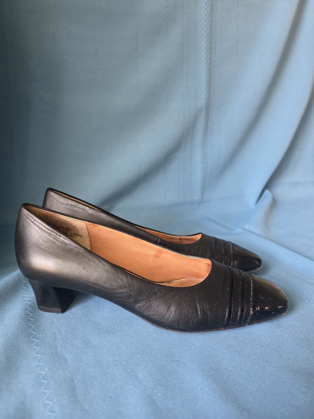 Auditions Black Leather Low Heel Square Toe Comfort Dress Shoes 10N